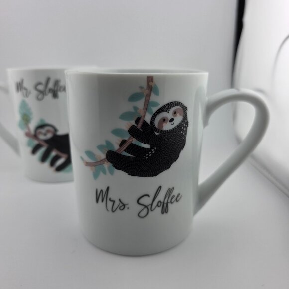 10 Strawberry Street Mr & Mrs Sloffee Couple White Tea Coffee Mug - Set of 2 - Picture 4 of 8